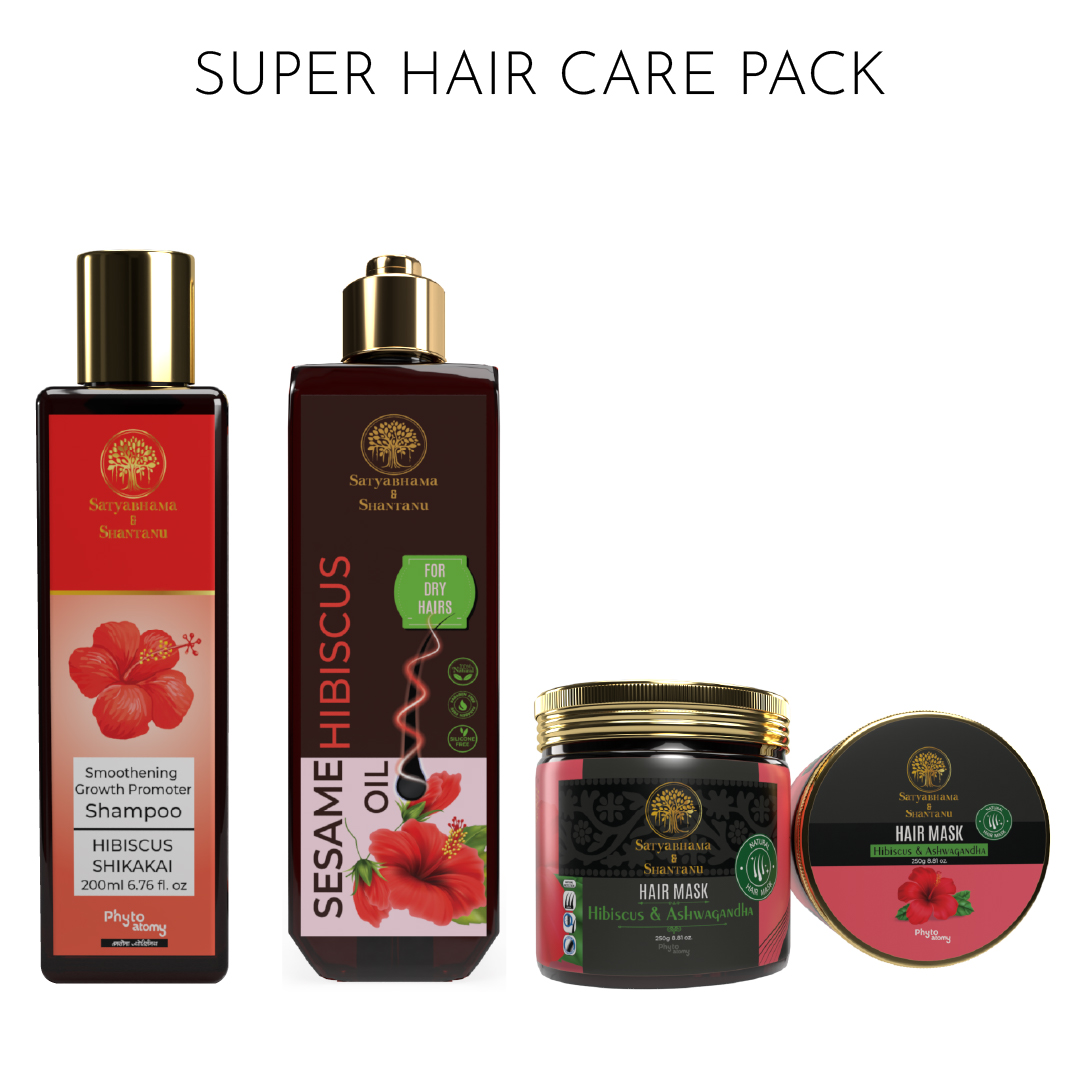 Hibiscus Shikakai Shampoo (200 ml) +Hibiscus & Ashwagandha Hair Mask (250 g) + Sesame Hibiscus Hair Oil (200 ml)